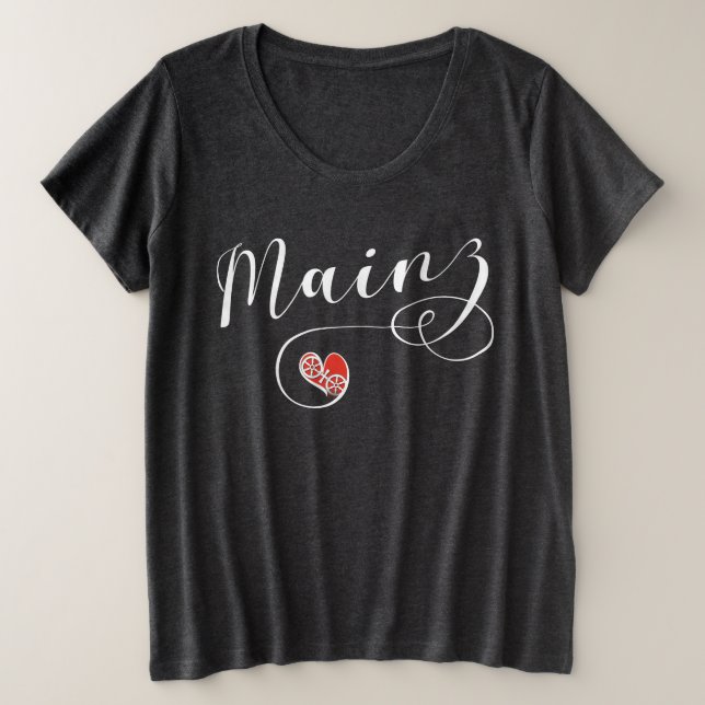 Herz Mainz, I Liebe Mainz, Meenz Große Größe T-Shirt (Design vorne)