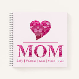 Herz MAMA Rosa Blumenbriefe Personalisierte Namen Notizbuch