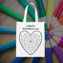 Herz Mandala Custom Text Coloring Bag
