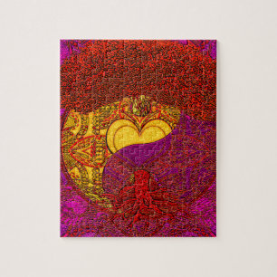 Herz-Mandala im Rot Puzzle