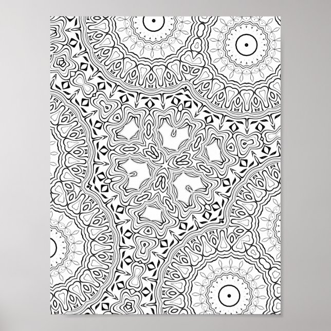 Herz-Mandala-Muster-Malvorlage Detaillierte Kunst Poster (Vorne)