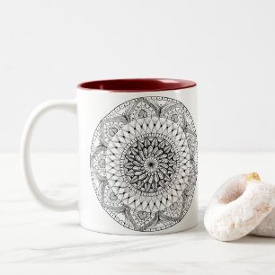 Herz-Mandala-Tasse Zweifarbige Tasse