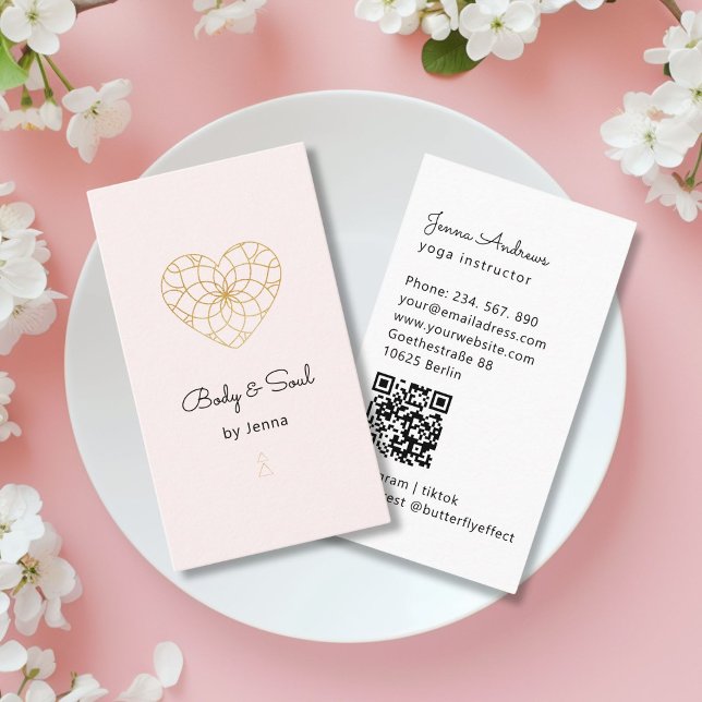 Herz Mandala Yoga Massage Wellness QR Code Visitenkarte (Heart Mandala Yoga Massage Wellness QR Code Business Card)