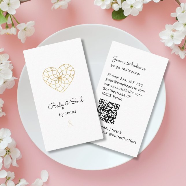 Herz Mandala Yoga Massage Wellness QR Code Visitenkarte (Heart Mandala Yoga Massage Wellness QR Code Business Card)