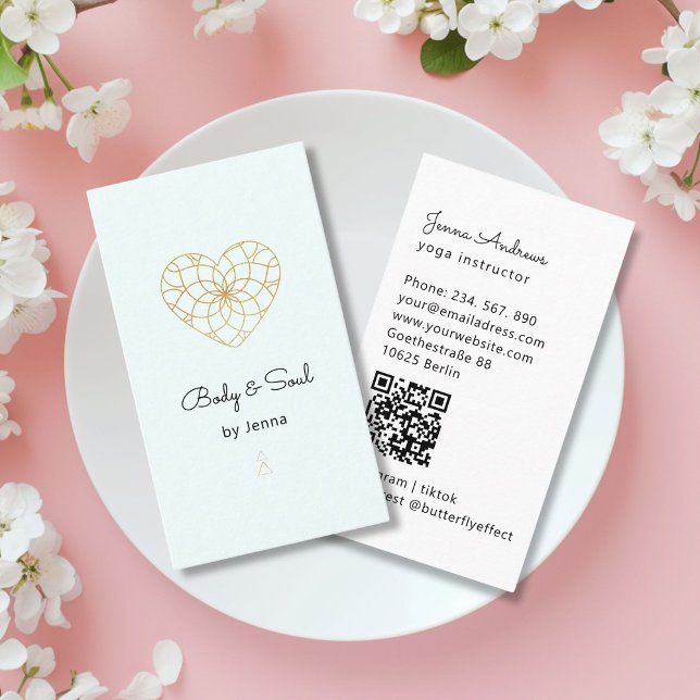 Herz Mandala Yoga Massage Wellness QR Code Visitenkarte (Heart Mandala Yoga Massage Wellness QR Code Business Card)