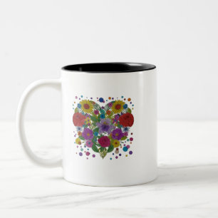 Herz-Mandala-Zweitön-Becher Boho-Blumen-Kaffeeta Zweifarbige Tasse