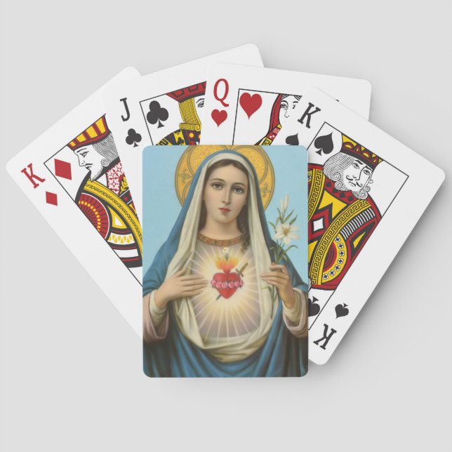 Herz Mary Unsere Frau Heilige Maria Mutter Gottes Spielkarten (Rückseite)