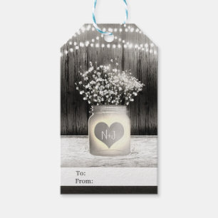 Herz-Mason-Glas & Baby-Breath-Rustikale-Hochzeit Geschenkanhänger