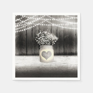 Herz-Mason-Glas & Baby-Breath-Rustikale-Hochzeit Serviette