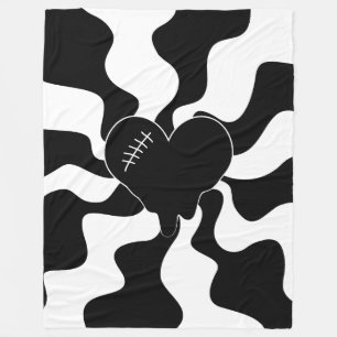 Herz Melt in Schwarz und Weiß Fleecedecke