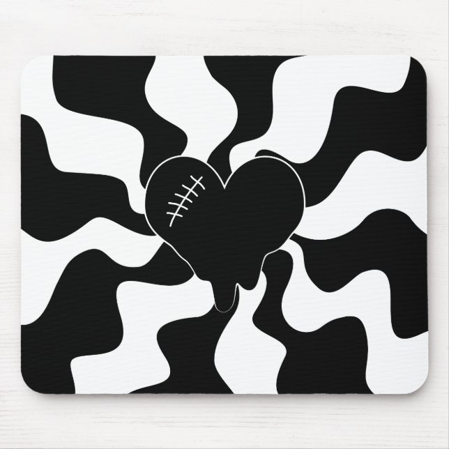Herz Melt in Schwarz und Weiß Mousepad (Vorne)