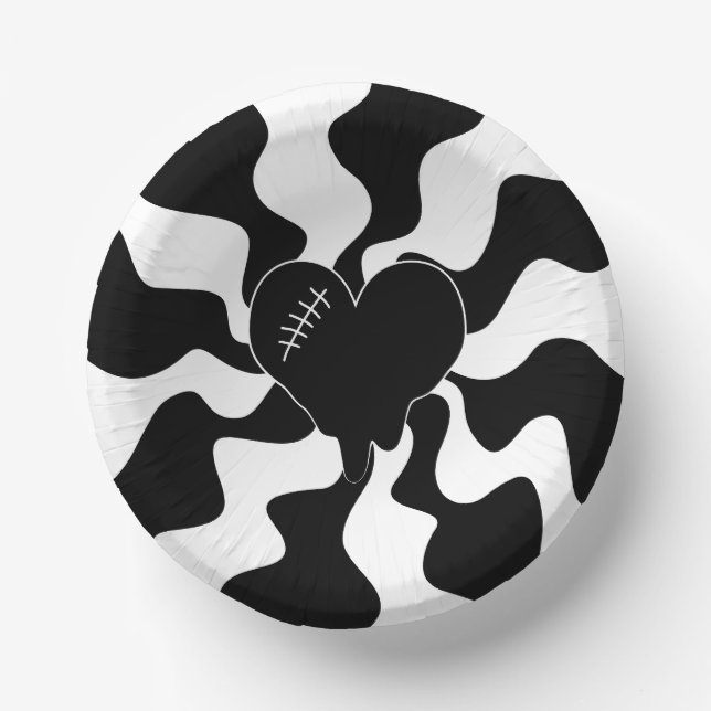 Herz Melt in Schwarz und Weiß Pappteller (Vorderseite)