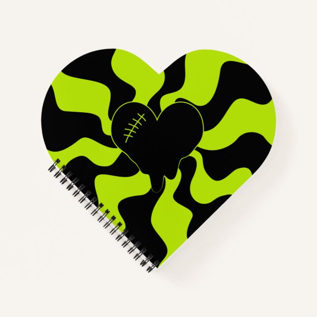 Herz Melt - Lime Green Notizbuch (Vorderseite)