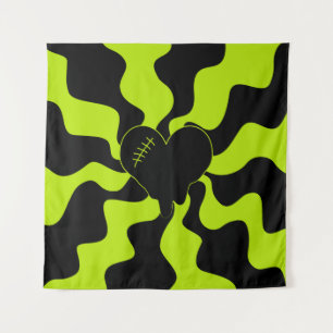 Herz Melt - Lime Green Wandteppich