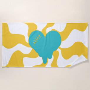 Herz Melt - Türkis und Gelb Strandtuch