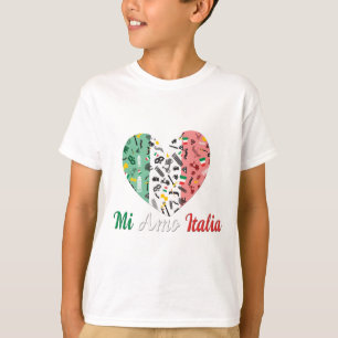 Herz MI-Amos Italien mit italienischer Flagge T-Shirt