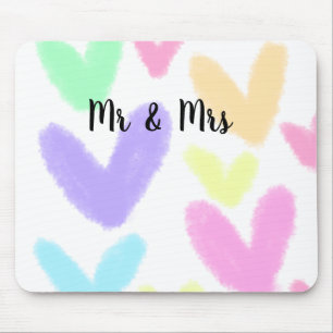 Herz minimalistischer Textstil Hochzeit Mr & Mrs c Mousepad