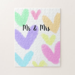 Herz minimalistischer Textstil Hochzeit Mr & Mrs c Puzzle