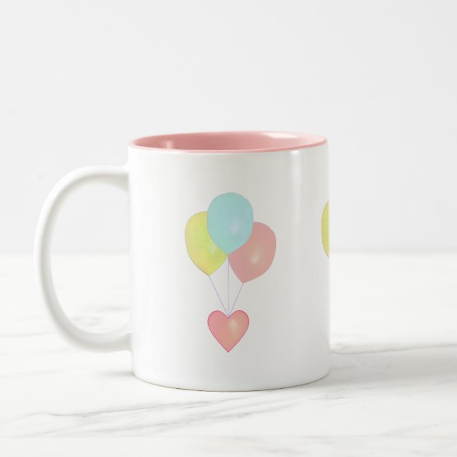 Herz mit Balloons Zweifarbige Tasse (Links)