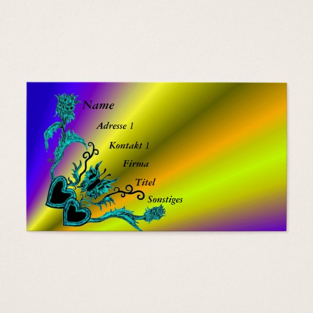 Herz mit Blume und Schmetterling auf Regenbogen (Vorderseite)