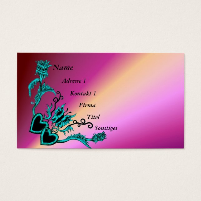 Herz mit Blume und Schmetterling auf Regenbogen (Vorderseite)