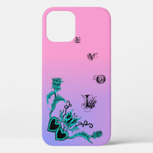 Herz mit Blume und Schmetterling auf rosa Regenbog Case-Mate iPhone Hülle