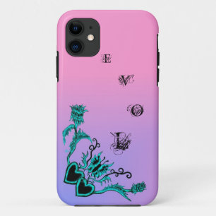 Herz mit Blume und Schmetterling auf rosa Regenbog Case-Mate iPhone Hülle