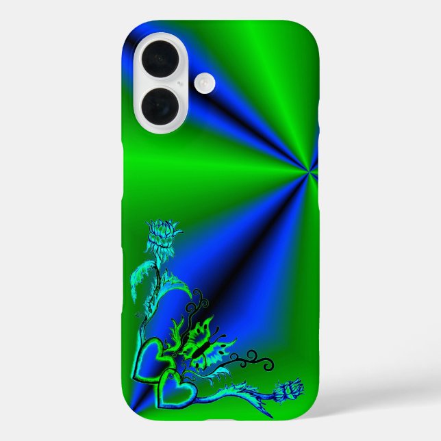 Herz mit Blume und Schmetterling Case-Mate iPhone Hülle (Rückseite)