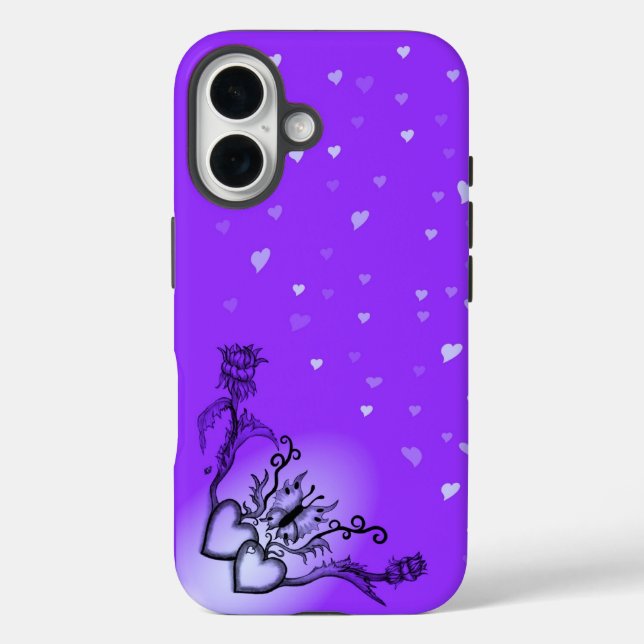 Herz mit Blume und Schmetterling Case-Mate iPhone Hülle (Rückseite)