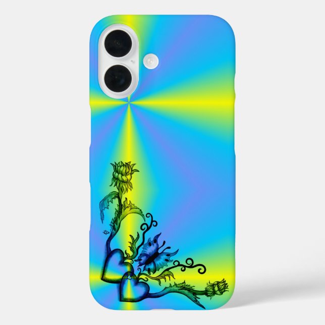 Herz mit Blume und Schmetterling Case-Mate iPhone Hülle (Rückseite)
