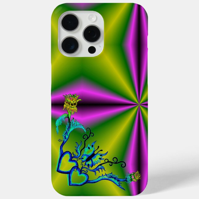 Herz mit Blume und Schmetterling Case-Mate iPhone Hülle (Rückseite)