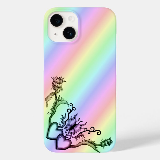 Herz mit Blume und Schmetterling Case-Mate iPhone Hülle (Rückseite)