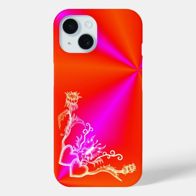 Herz mit Blume und Schmetterling Case-Mate iPhone Hülle (Rückseite)