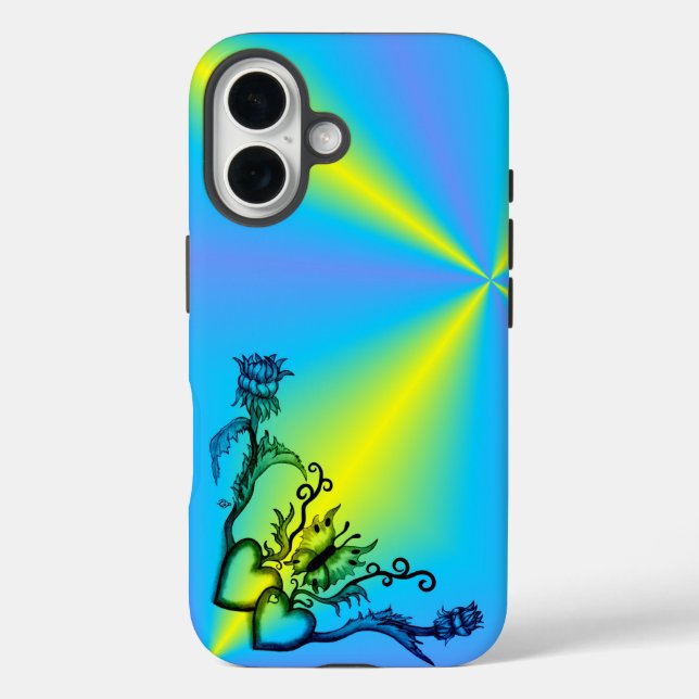 Herz mit Blume und Schmetterling Case-Mate iPhone Hülle (Rückseite)