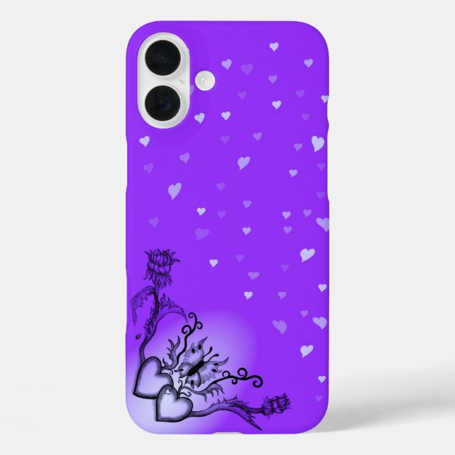 Herz mit Blume und Schmetterling Case-Mate iPhone Hülle (Rückseite)