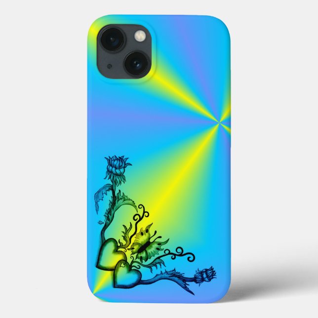 Herz mit Blume und Schmetterling Case-Mate iPhone Hülle (Rückseite)