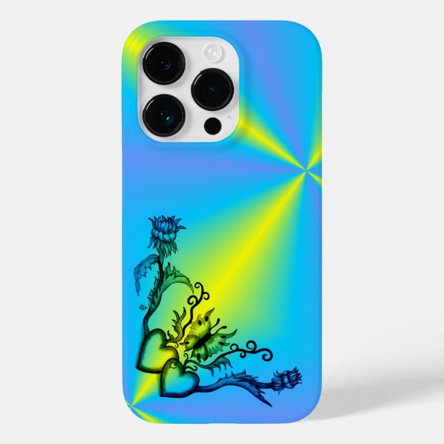 Herz mit Blume und Schmetterling Case-Mate iPhone Hülle (Rückseite)