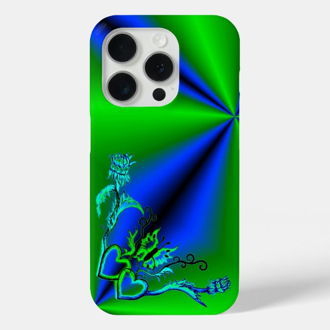 Herz mit Blume und Schmetterling Case-Mate iPhone Hülle (Rückseite)