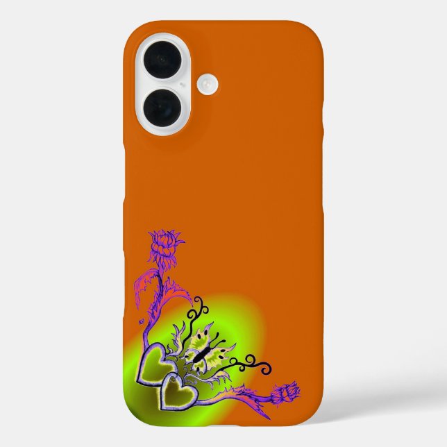 Herz mit Blume und Schmetterling Case-Mate iPhone Hülle (Rückseite)