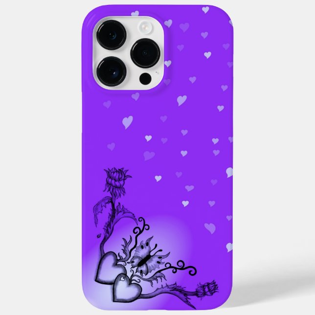 Herz mit Blume und Schmetterling Case-Mate iPhone Hülle (Rückseite)