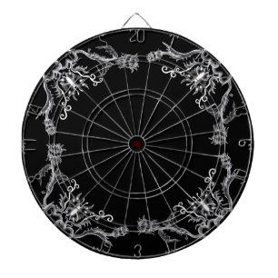 Herz mit Blume und Schmetterling im Tattoo-Stil Dartscheibe