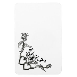 Herz mit Blume und Schmetterling im Tattoo-Stil Magnet