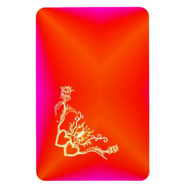 Herz mit Blume und Schmetterling im Tattoo-Stil Magnet (Vertikal)