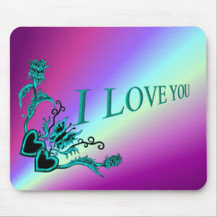 Herz mit Blume und Schmetterling im Tattoo-Stil Mousepad