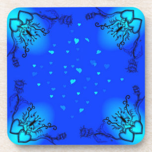 Herz mit Blume und Schmetterling im Tattoo-Stil Untersetzer