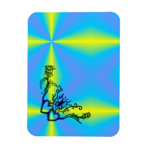 Herz mit Blume und Schmetterling Magnet