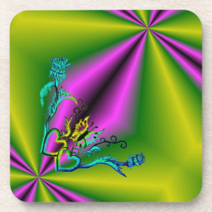 Herz mit Blume und Schmetterling Untersetzer