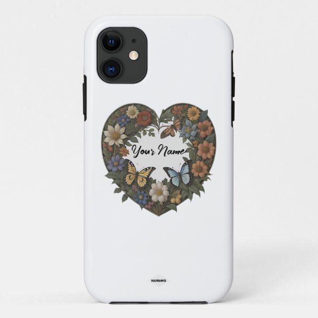 Herz mit Blume Wreath iPhone Cell Case HAMbyWG (Rückseite)