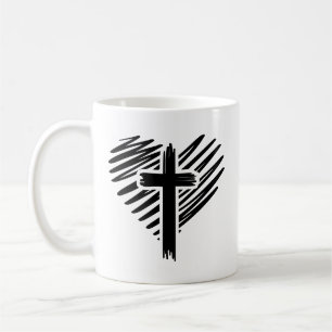 Herz mit Cross-Coffee-Tasse Kaffeetasse