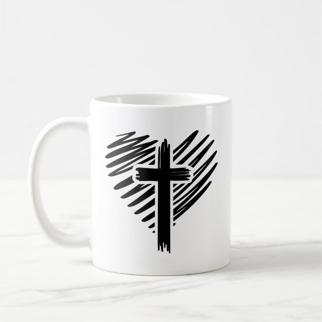Herz mit Cross-Coffee-Tasse Kaffeetasse (Links)